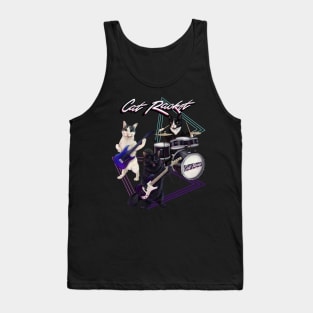 Cat Racket- Cat band on guitar, bass, and drums Tank Top